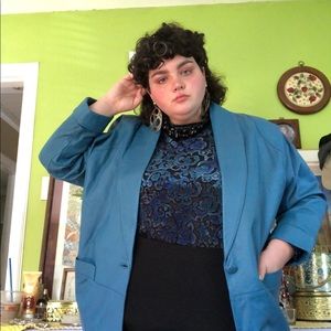 Vintage Blue Leather Blazer